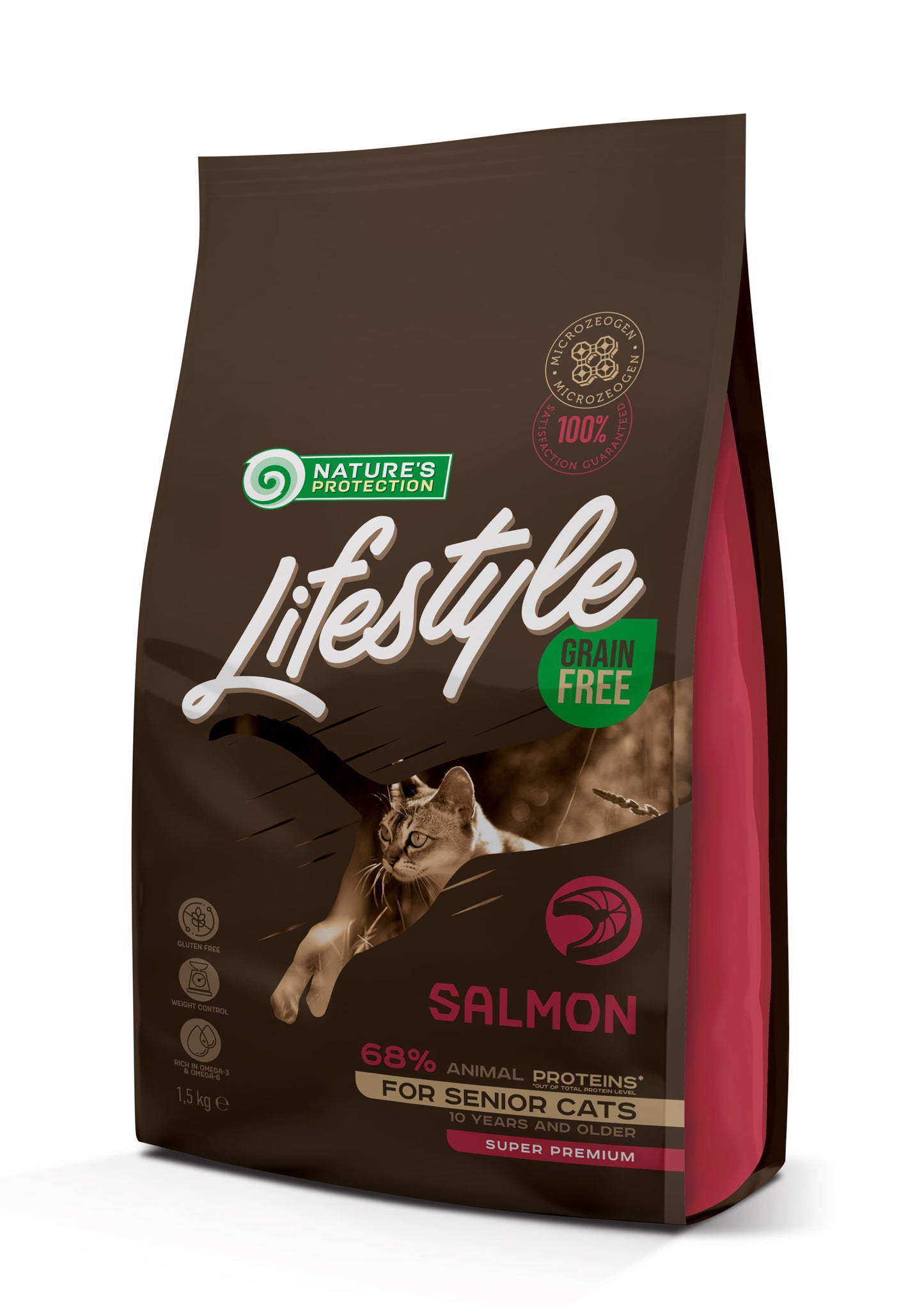 Nature's Protection Lifestyle Senior Salmon Сухий беззерновий корм для літніх котів з лососем, 1,5 кг