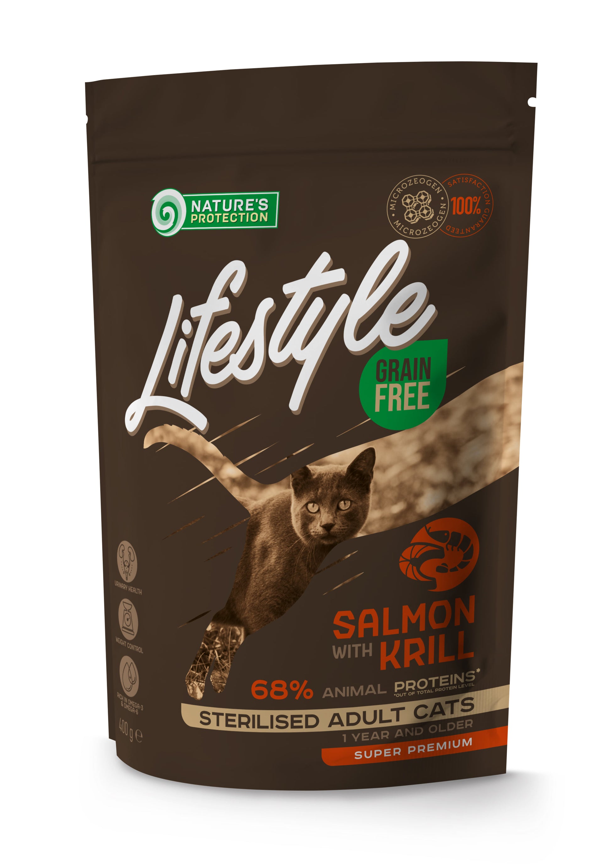 Nature's Protection Lifestyle Sterilised Salmon Сухий беззерновий корм для стерилізованих котів з лососем, 400 г