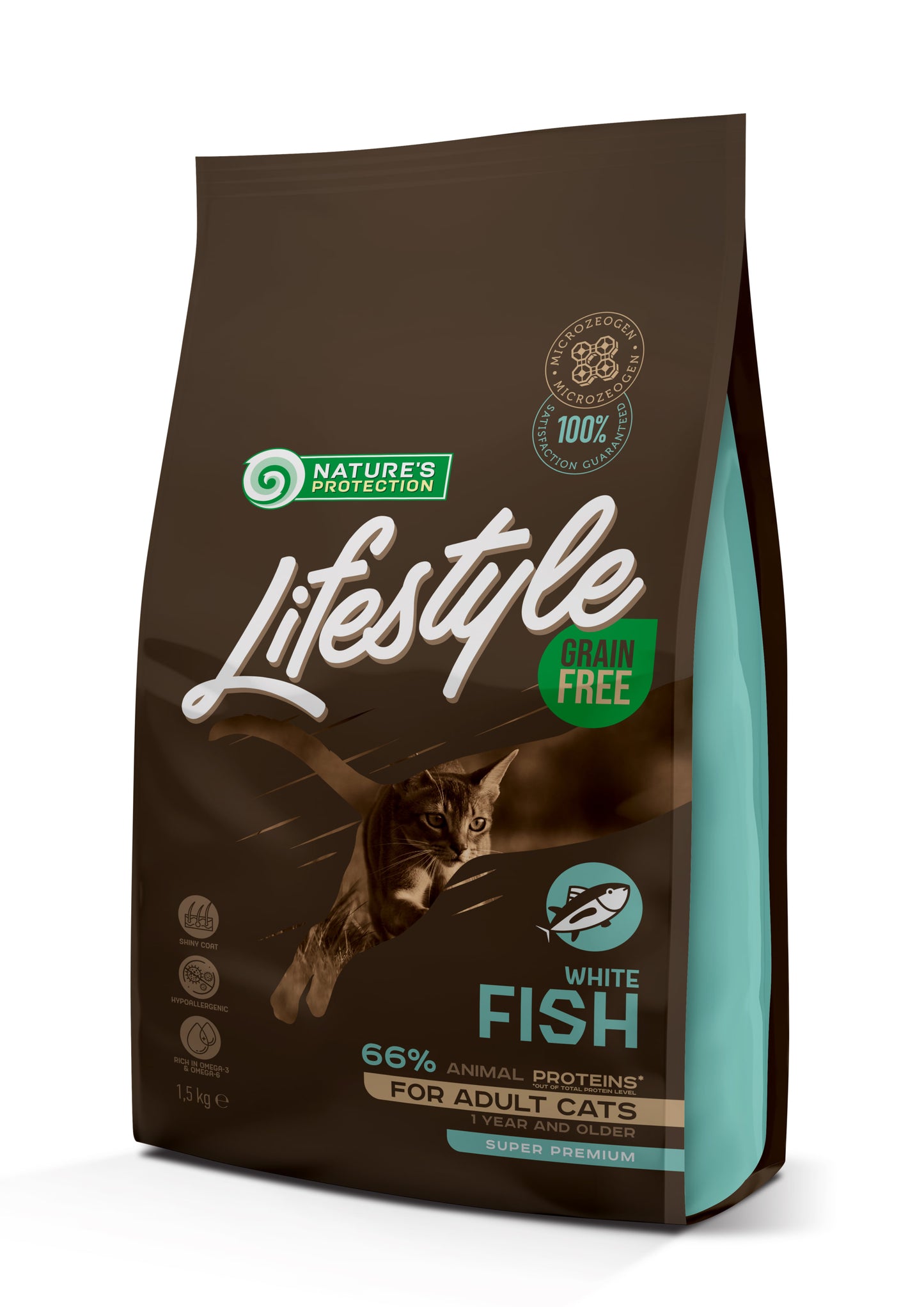 Nature's Protection Lifestyle Adult White fish Сухий беззерновий корм для котів з білою рибою, 1,5 кг