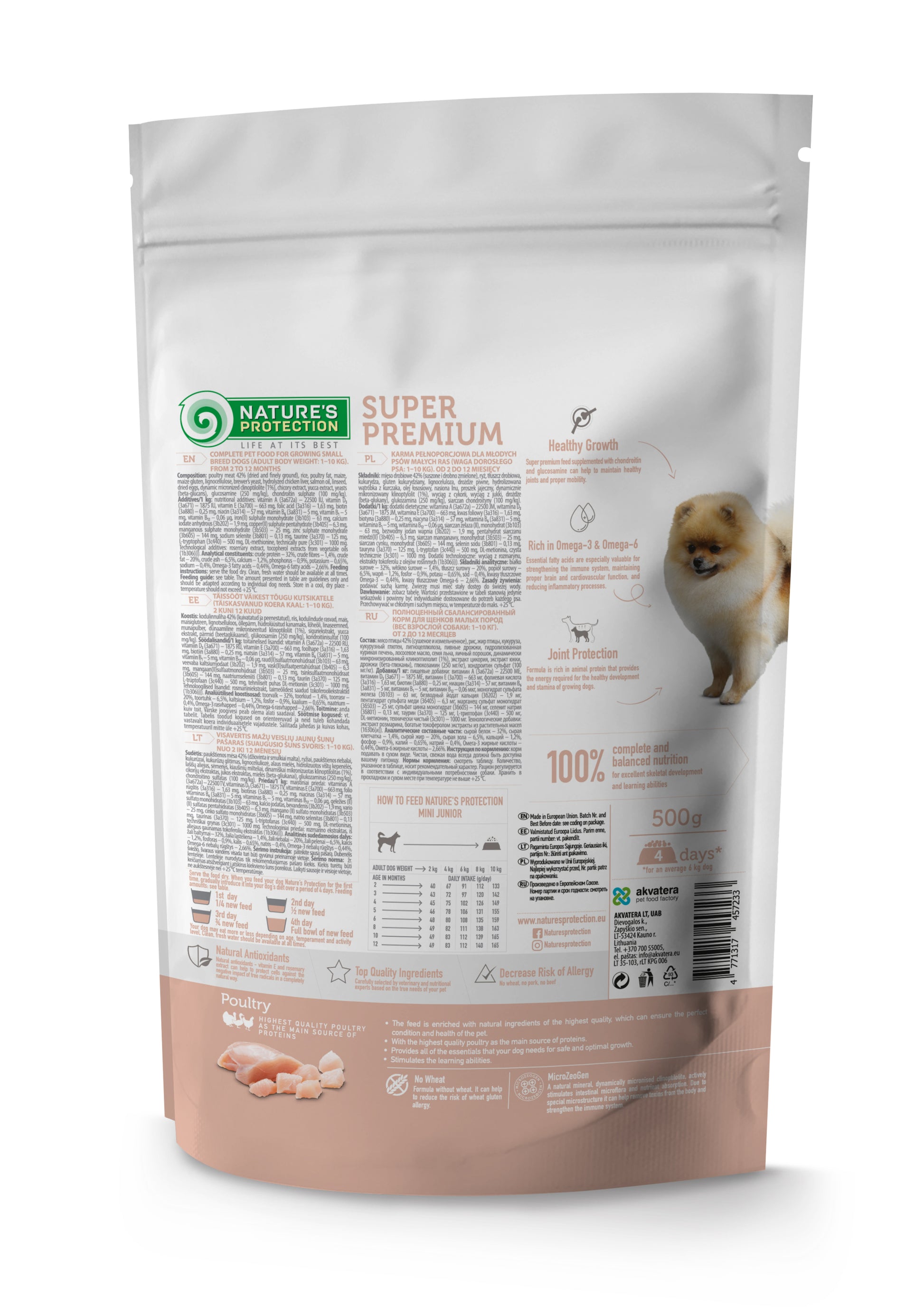Nature's Protection Mini Junior Small Breeds Сухий корм для цуценят малих порід з м'ясом птиці, 500 г