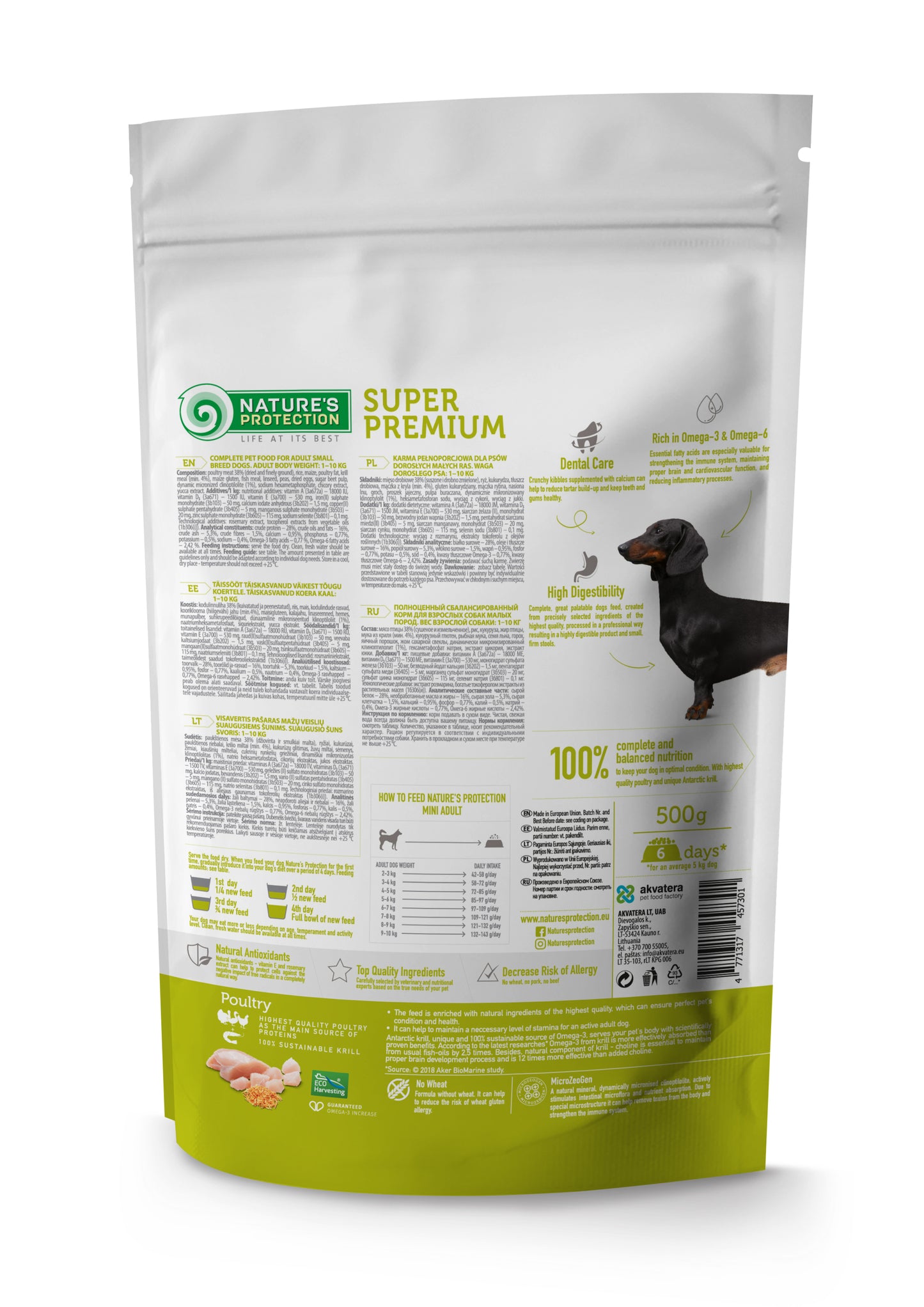 Nature's Protection Mini Adult Small Breeds Сухий корм для дорослих собак малих порід з м'ясом птиці, 500 г