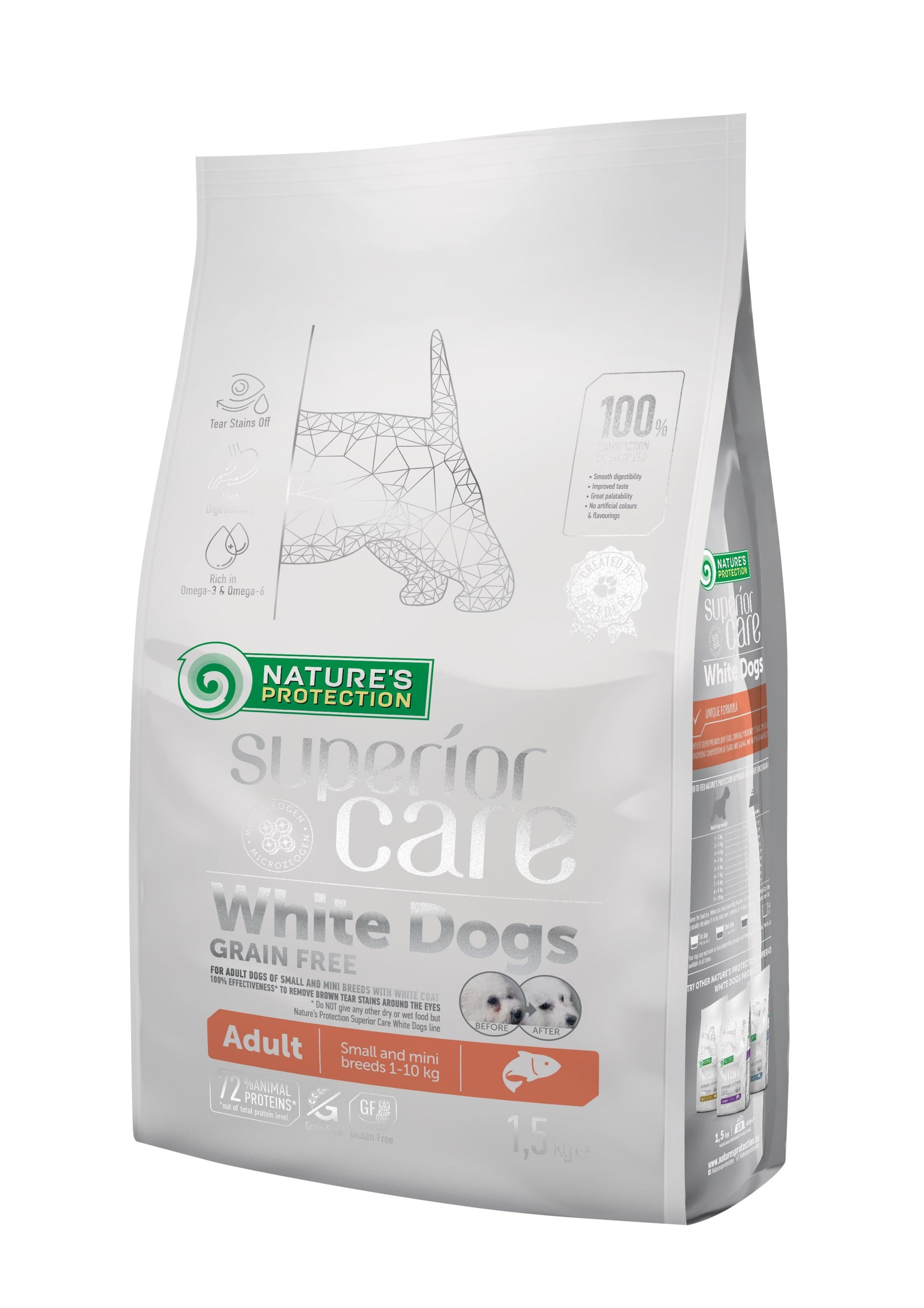 Nature's Protection Superior Care White Dogs Grain Free Salmon Adult Small Breeds Сухий беззерновий корм для дорослих со