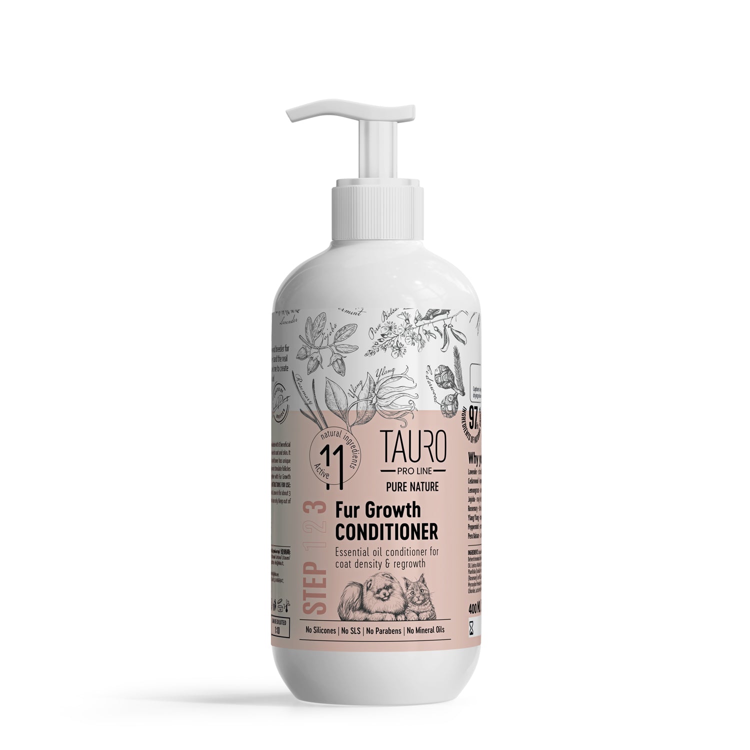 Tauro Pro Line Pure Nature Fur Growth Conditioner Кондиціонер для стимуляції росту шерсті собак і котів, 400 мл
