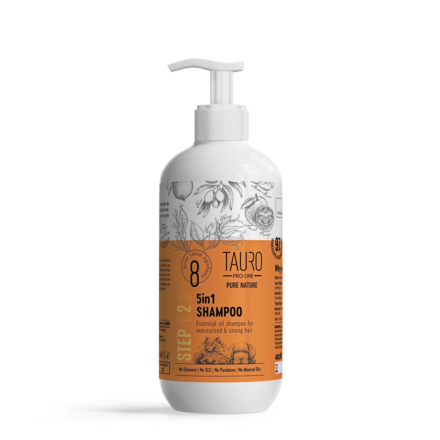 Tauro Pro Line Pure Nature 5in1 Shampoo Зволожувальний шампунь для собак і котів, 400 мл