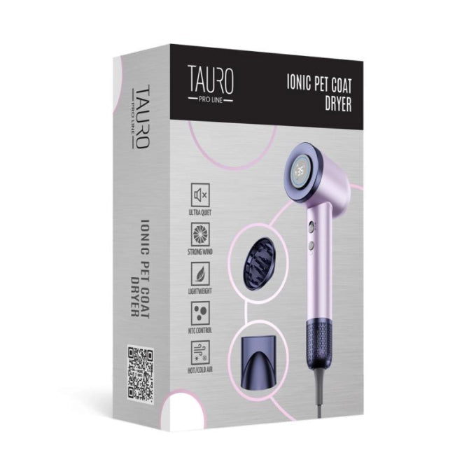 Tauro Pro Line Ручний фен для сушіння шерсті домашніх тварин з технологією генерації негативних іонів з вилкою ЄС, рожев
