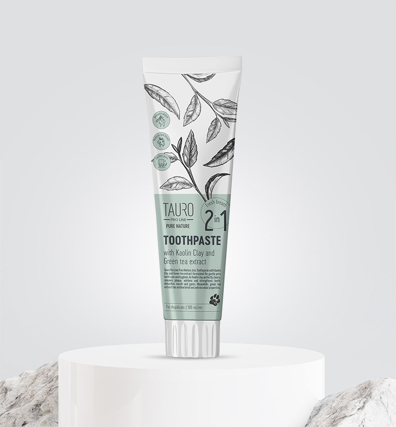 Tauro Pro Line Pure Nature 2in1 Антибактеріальна зубна паста з каоліном, цеолітом та екстрактом зеленого чаю для собак і