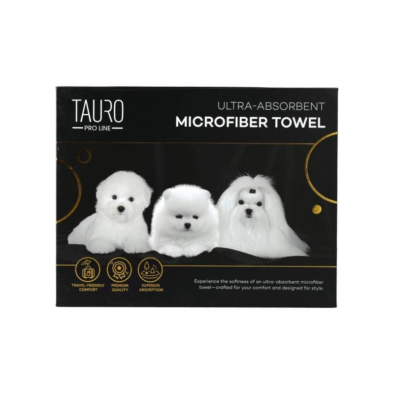 Tauro Pro Line Рушник з мікрофібри високопоглинальний з померанським шпіцем, мальтійською болонкою та бішоном фрізе, 80 