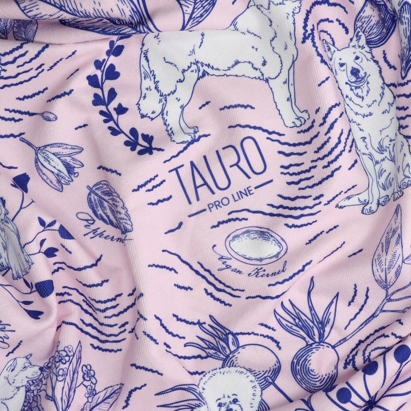 Tauro Pro Line Рушник з мікрофібри круглий рожевий з блакитними деталями та китицями, 150 х 150 см