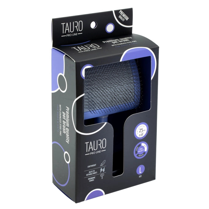Tauro Pro Line Royal Щітка пластикова тонкі та м'які зубчики з нержавіючої сталі 25 мм, фіолетова, велика 17,5 x 10,6 x 