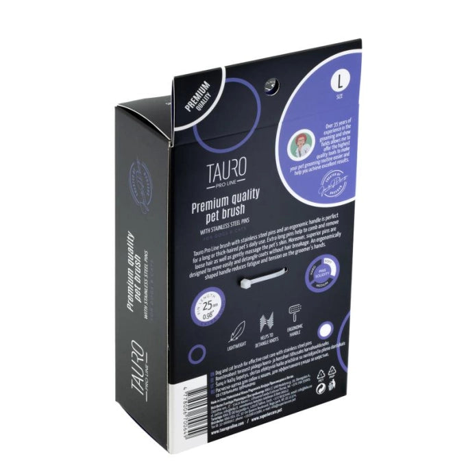 Tauro Pro Line Royal Щітка пластикова тонкі та м'які зубчики з нержавіючої сталі 25 мм, фіолетова, велика 17,5 x 10,6 x 