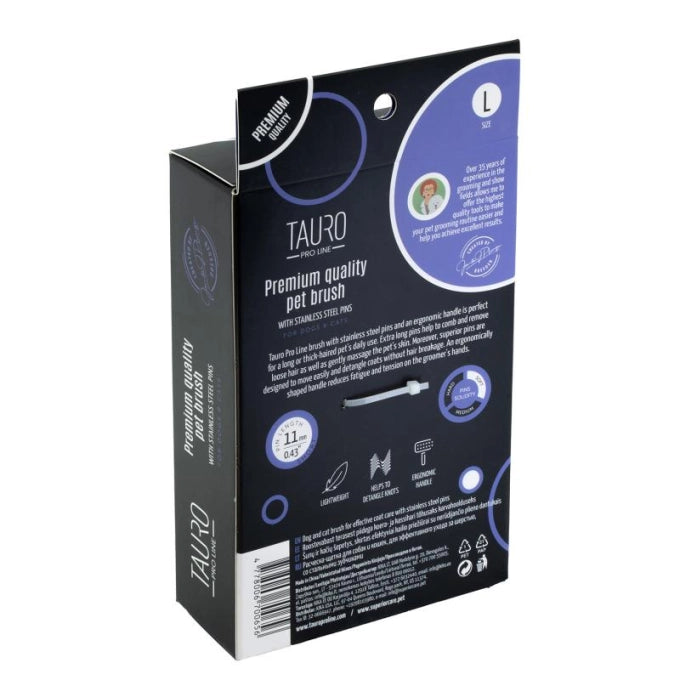 Tauro Pro Line Royal Щітка пластикова тонкі та м'які зубчики з нержавіючої сталі 11 мм, фіолетова, велика 17,5 x 10,6 x 