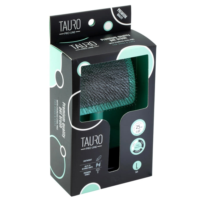 Tauro Pro Line Royal Щітка пластикова тонкі та жорсткі зубчики з нержавіючої сталі 25 мм, м'ятна, велика 17,5 x 10,6 x 6