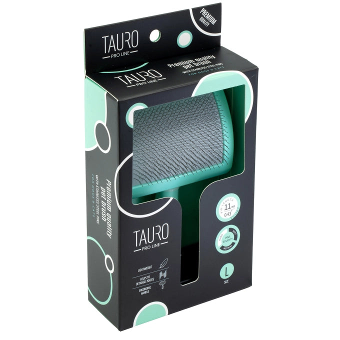 Tauro Pro Line Royal Щітка пластикова тонкі та жорсткі зубчики з нержавіючої сталі 11 мм, м'ятна, велика 17,5 x 10,6 x 6