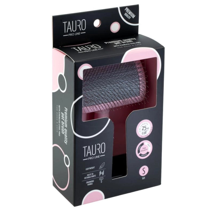 Tauro Pro Line Royal Щітка пластикова тонкі та м'які зубчики з нержавіючої сталі 25 мм, рожева, мала 15,5 x 10,2 x 6,2 с