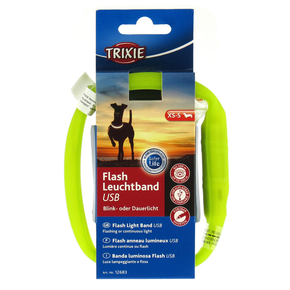 Нашийник Trixie Flash Light Ring USB для собак з підсвічуванням силіконовий зелений розмір M-L 50 cм/18 мм