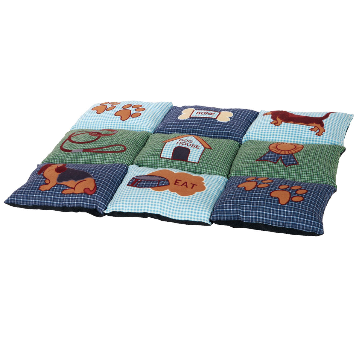 Матрац Trixie для собак Patchwork з собачками флісовий наповнювач синій/зелений мікрофібра 80х55 см