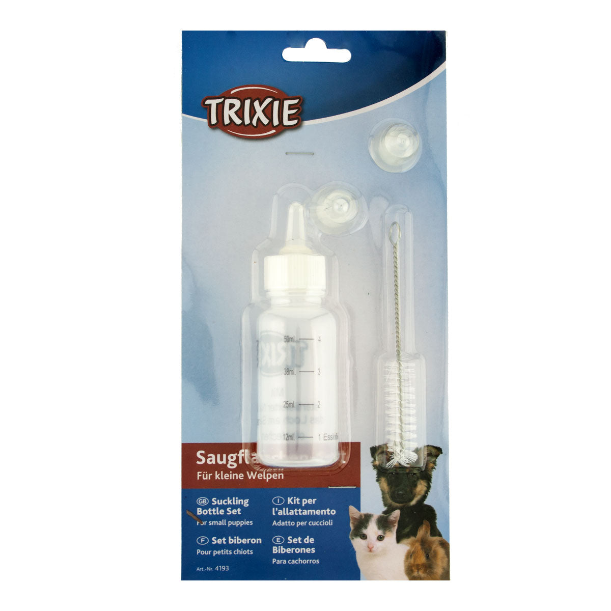 Набір Trixie Suckling Bottle Set для годування цуценят та кошенят із щіточкою та 3 силіконовими сосками 57 мл