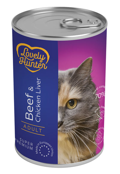Lovely Hunter Adult cats Beef & Chicken liver Вологий корм для дорослих котів з яловичиною і курячою печінкою, 400 г