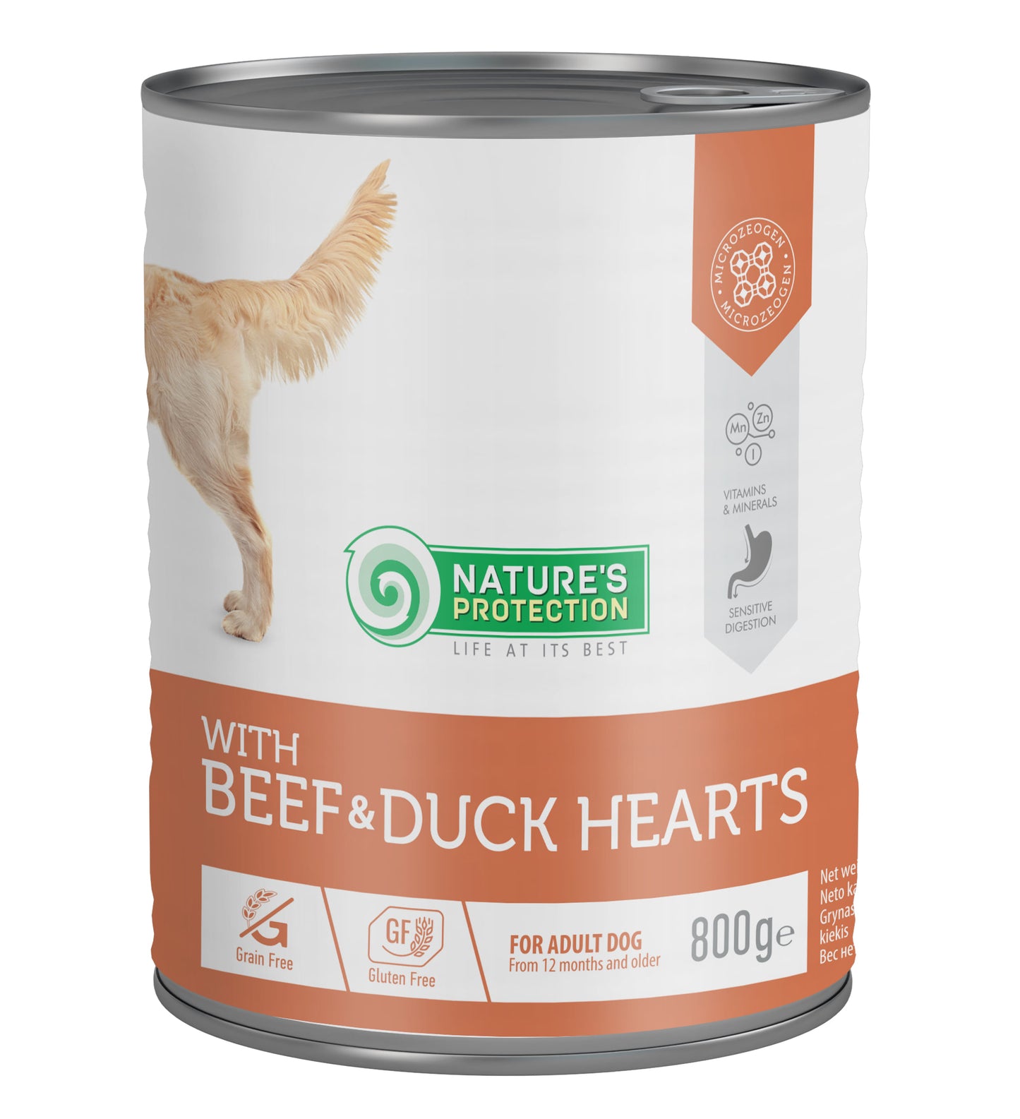 Nature's Protection Adult Beef & Duck Hearts Вологий корм для собак з яловичиною і качиним серцем, 800 г