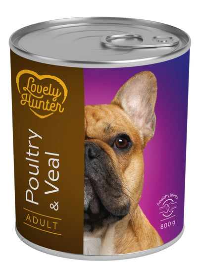 Lovely Hunter Adult Poultry & Veal Вологий корм для дорослих собак з м'ясом птиці і телятиною, 800 г